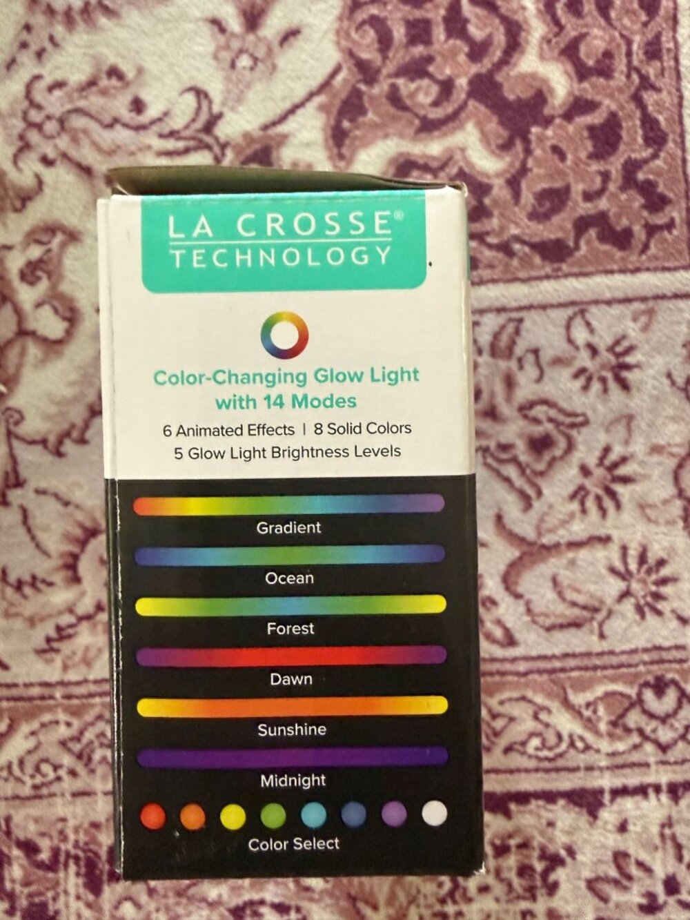 La Crosse Digital Alarm Clock Color Changing Glow Light Dual Alarm LED Display